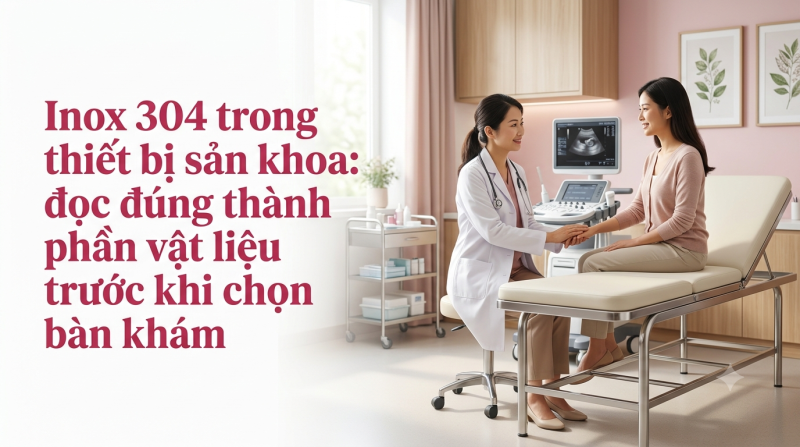 Inox 304 trong thiết bị sản khoa: đọc đúng thành phần vật liệu trước khi chọn bàn khám