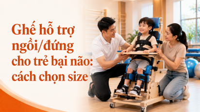 Ghế hỗ trợ ngồi/đứng cho trẻ bại não: cách chọn size