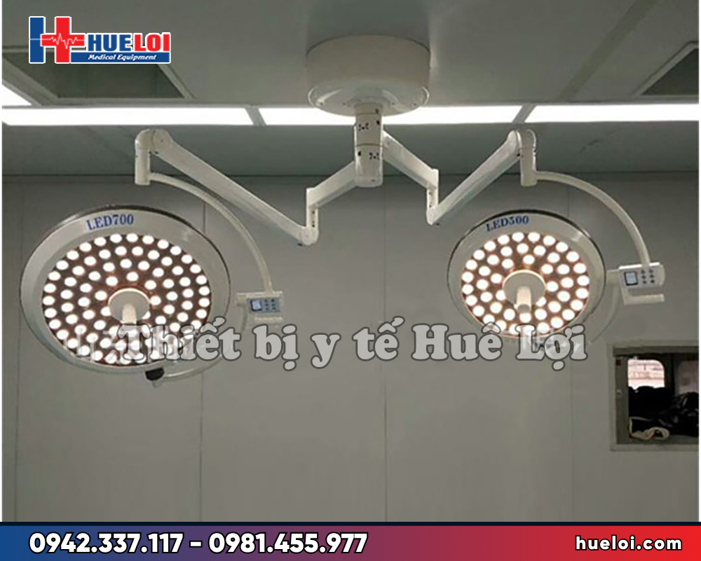 đèn LED phẫu thuật treo trần 2 nhánh 750/550 - toàn cảnh