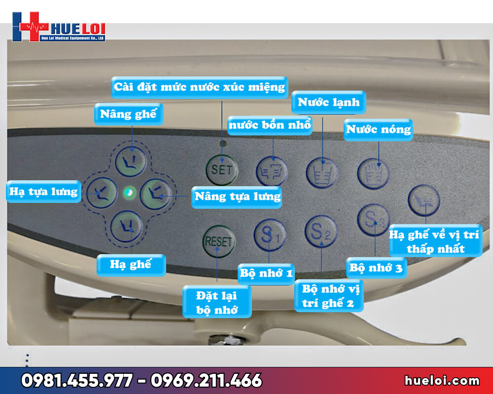 Ghế khám răng TJ 2688E5 - bảng điều khiển chính 