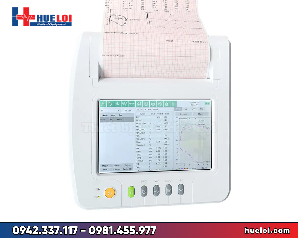 máy đo chức năng hô hấp có in kết quả trực tiếp