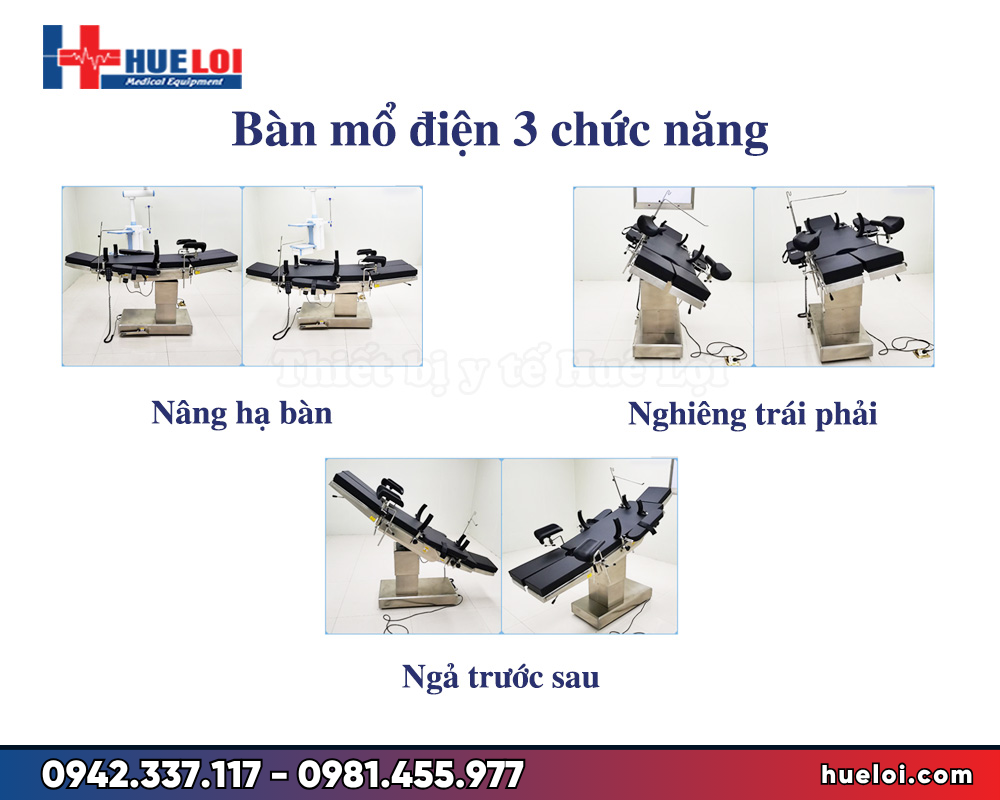 Các tư thế của bàn phẫu thuật bằng điện 3 chức năng