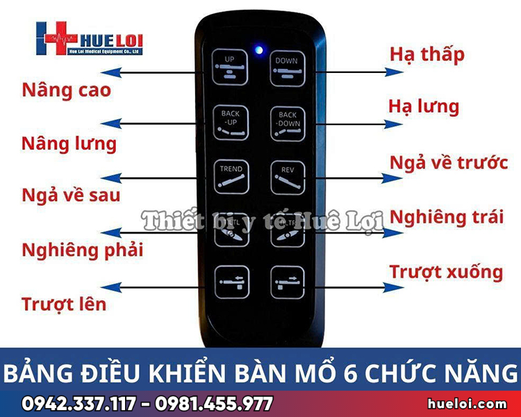 Bảng điều khiển của bàn mổ điện 6 chức năng
