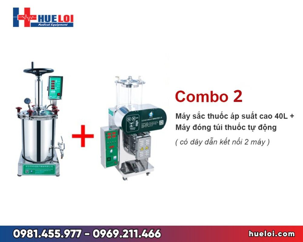 Combo máy sắc thuốc bắc áp suất cao yjh40 và máy đóng túi yb50-300