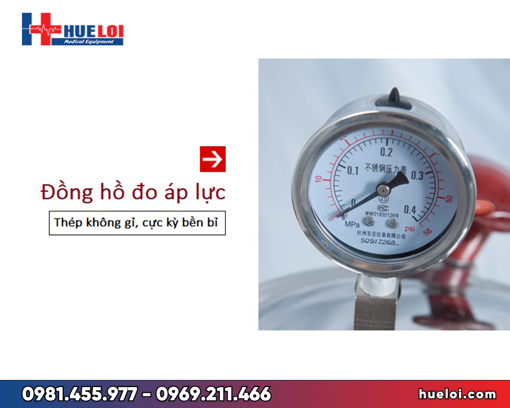 Máy sắc thuốc áp suất YJH40 - đồng hồ đo áp lực 