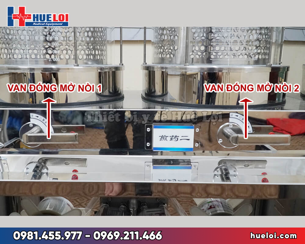 Máy sắc thuốc 2 nồi kèm đóng túi tự động YJCL20/2+1(S) - van xả thuốc 