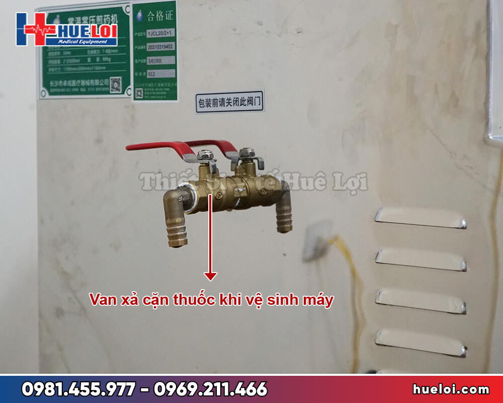 Máy sắc thuốc 2 nồi kèm đóng túi tự động YJCL20/2+1(S) - van xả cặn thuốc 