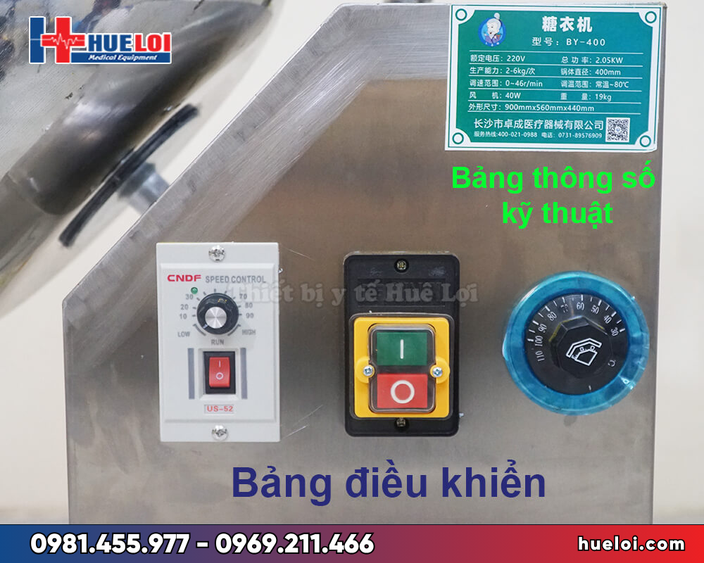 Máy bao viên hoàn BY-400 - bảng điều khiển 