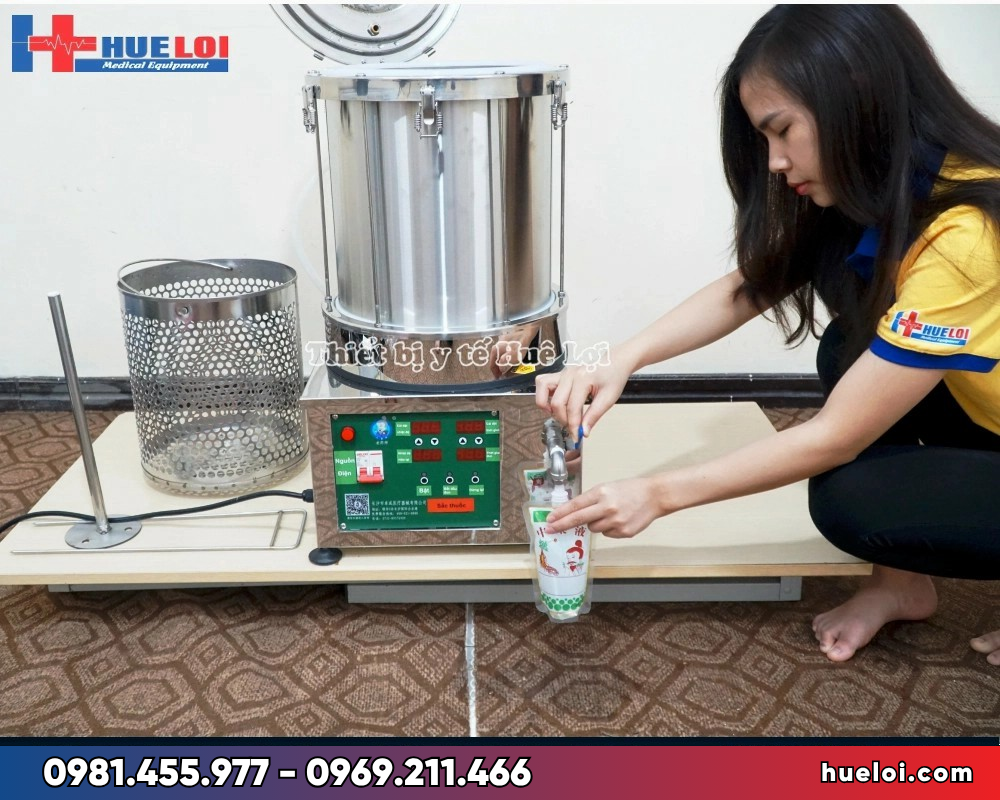 Nồi sắc thuốc inox YJDW20 - vòi xả nước thuốc