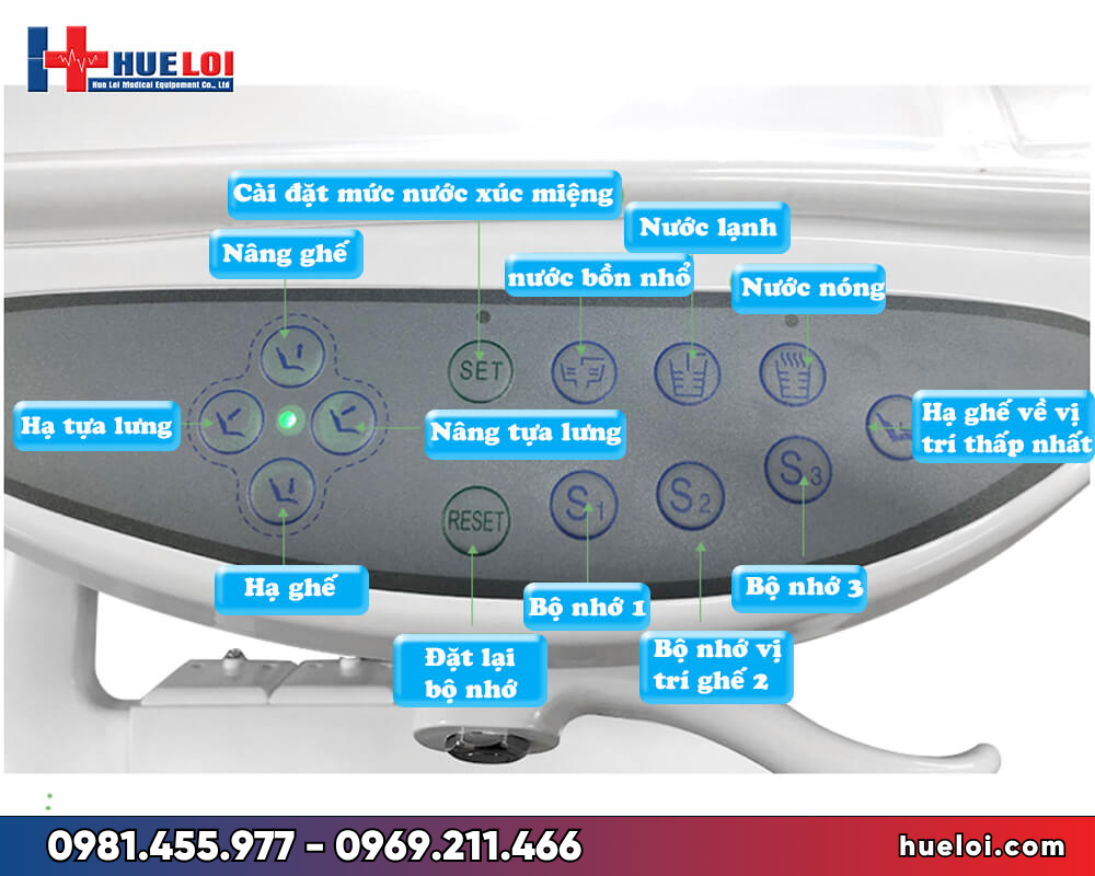 Ghế răng hàm mặt Denston -bảng điều khiển chính