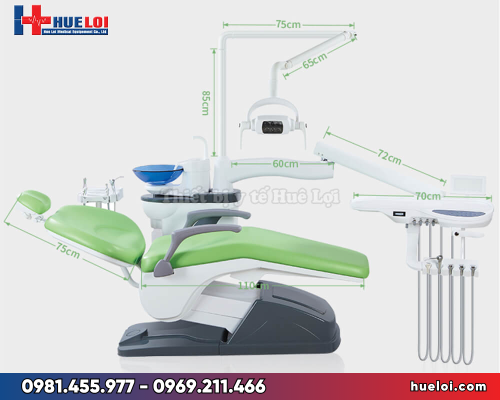 Ghế răng hàm mặt Denston - sơ đồ kích thước