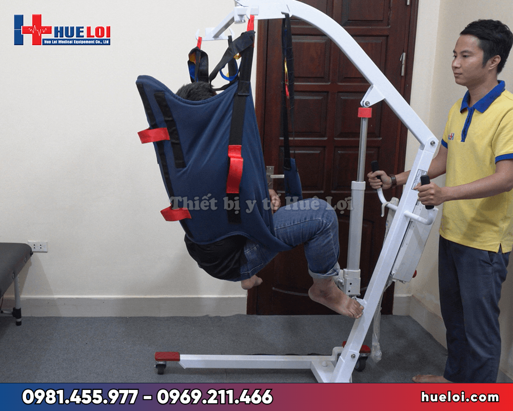 Máy nâng hạ bệnh nhân điều khiển điện - địu vải dù chịu lực 
