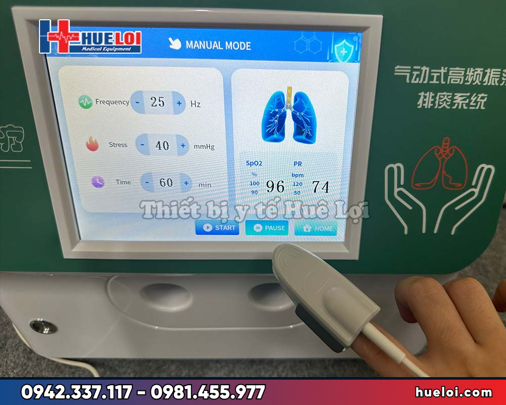 Máy vỗ rung long đờm kèm đo SpO2