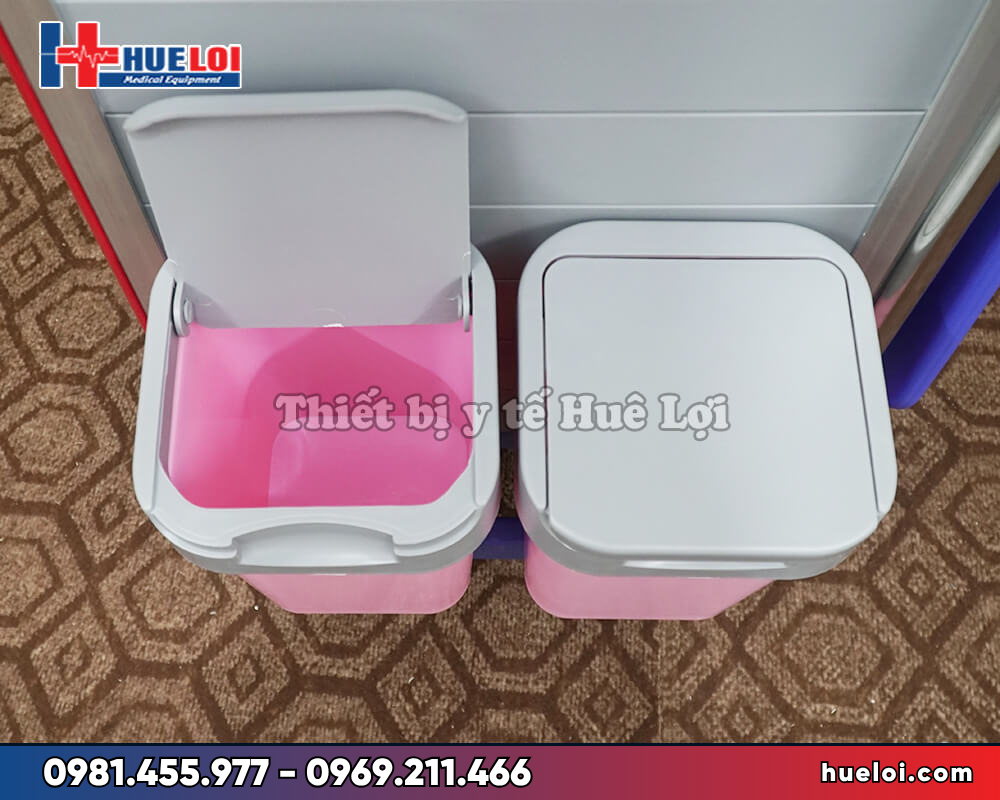 xe đẩy thuốc y tế cao cấp - thùng chứa rác thải
