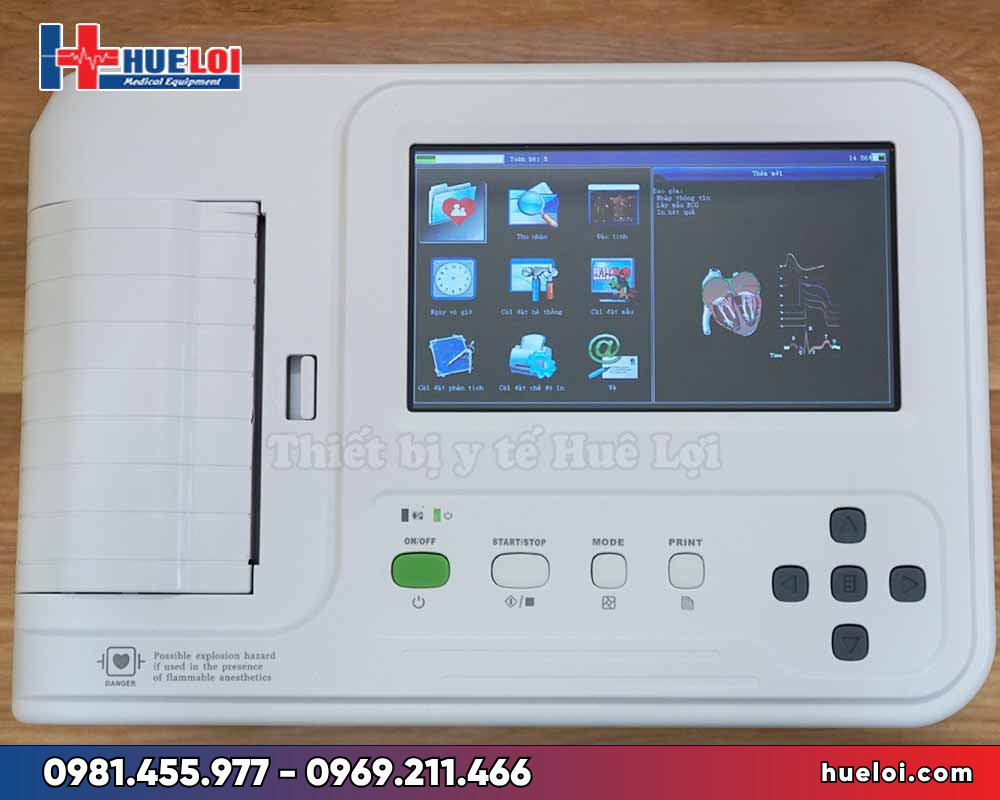 Máy điện tim 6 kênh Contec-600G - màn hình hiển thị và nút ấn