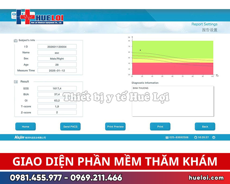 Máy đo loãng xương gót chân siêu âm OSTEOKJ3000- phần mềm thăm khám