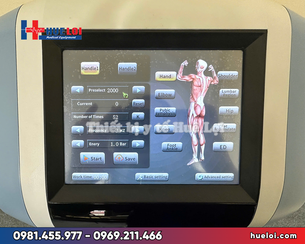 Máy sóng xung kích 2 tay cầm Texua T806 - màn hình cảm ứng LCD màu