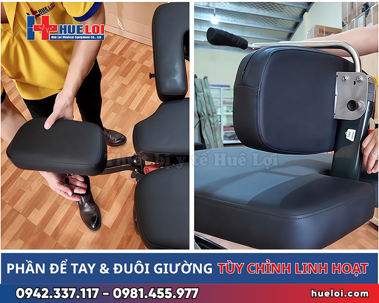 giường nắn chỉnh cột sống bằng điện CY-C113E - phần đỡ chân nâng và nghiêng