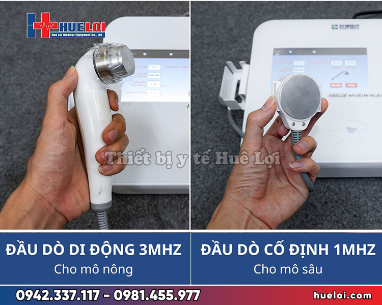máy siêu âm trị liệu đa tần HB810B - đầu dò 3MHz điều trị mô nông vùng cổ tay