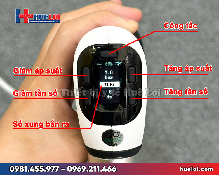 Sóng xung kích phân kỳ Intelect Puls 30 - nút chỉnh tần số trên tay cầm