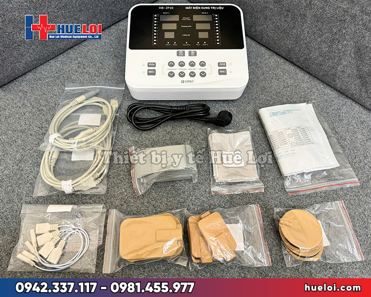 máy điện xung trung tần 2 kênh HB-ZP10 - Tổng hợp toàn bộ phụ kiện
