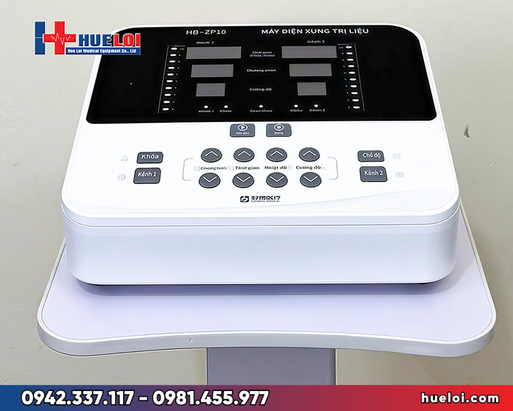 máy điện xung trung tần 2 kênh HB-ZP10 - toàn cảnh thân máy để bàn