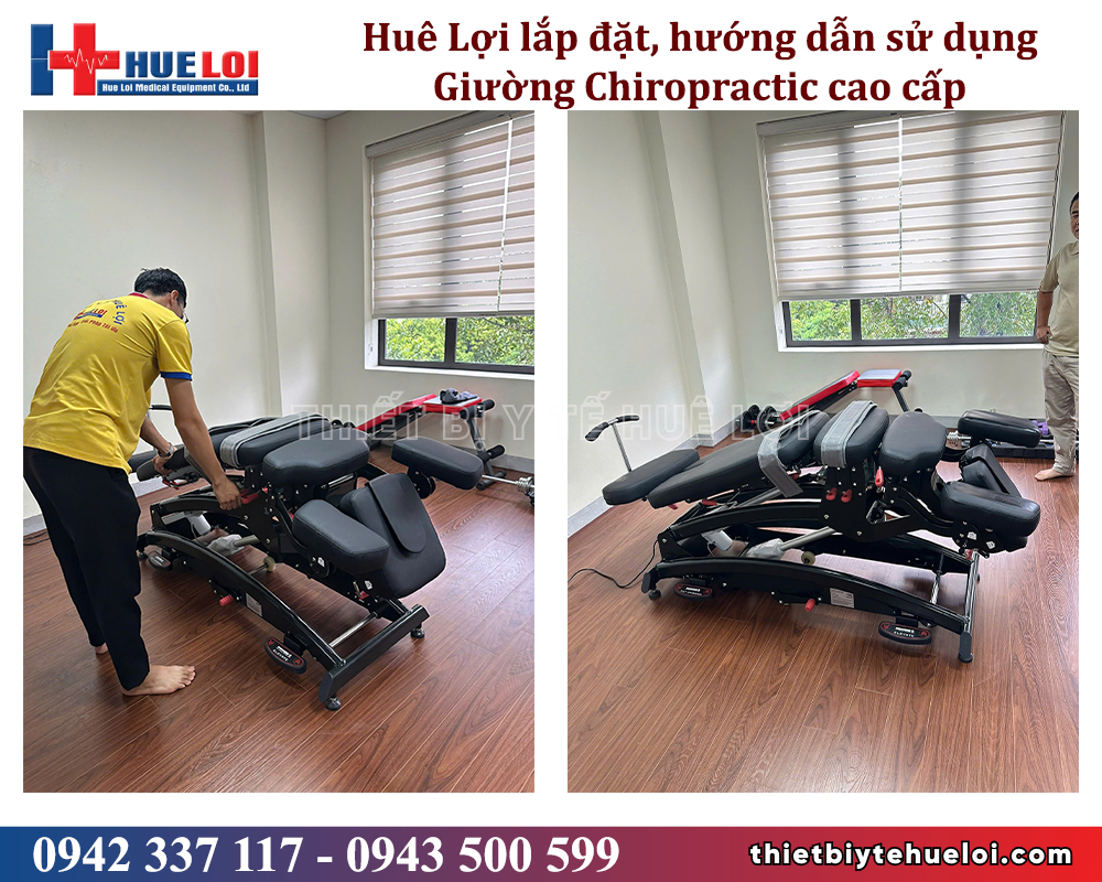 bàn giao giường chiropractic cho khách