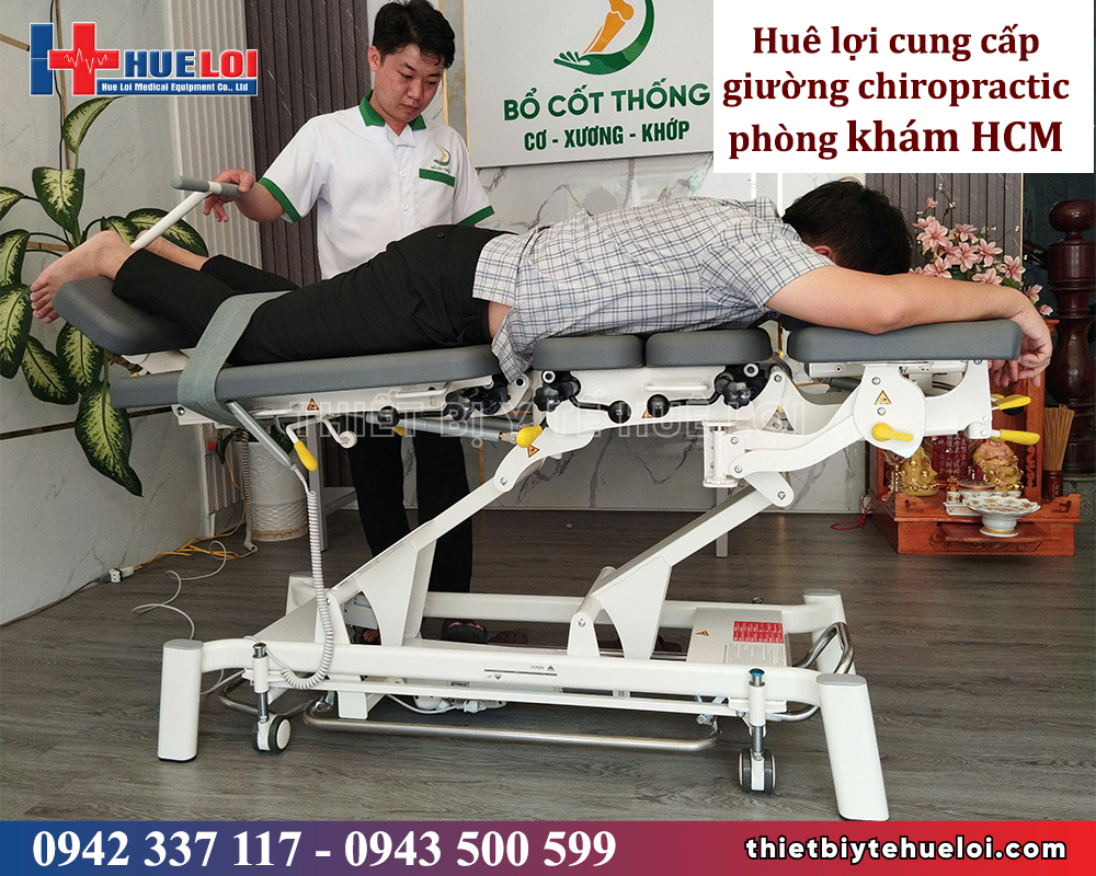 huê lợi bàn giao giường chiropractic phòng khám hcm