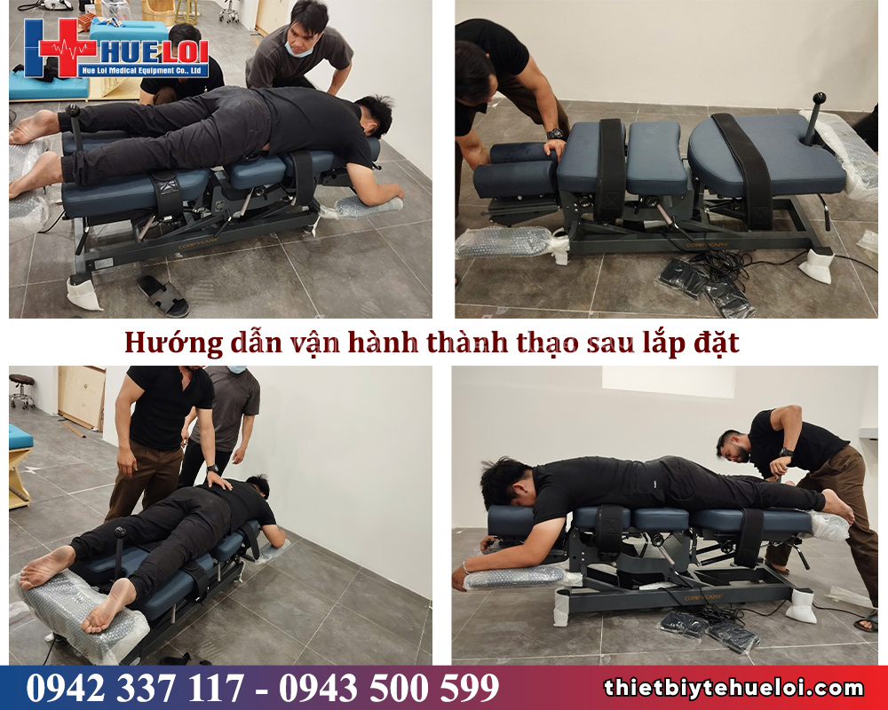 huê lợi hướng dẫn vận hành giường trị đau cột sống