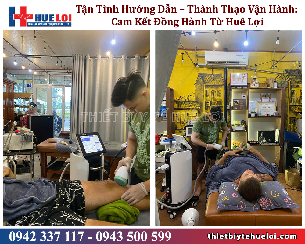 huê lợi hướng dẫn khách hàng sử dụng thành thạo máy xung kích hội tụ