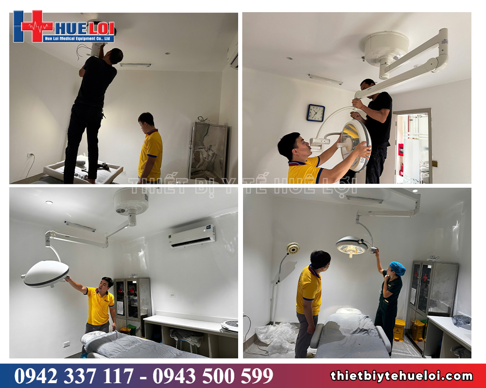 lắp ráp hệ thống đèn phẫu thuật cho phòng khám
