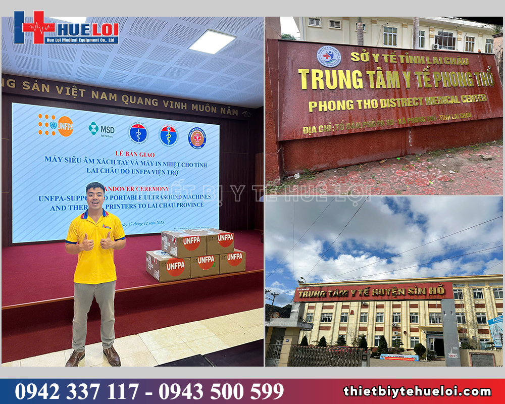 huê lợi bàn giao máy siêu âm cho dự án