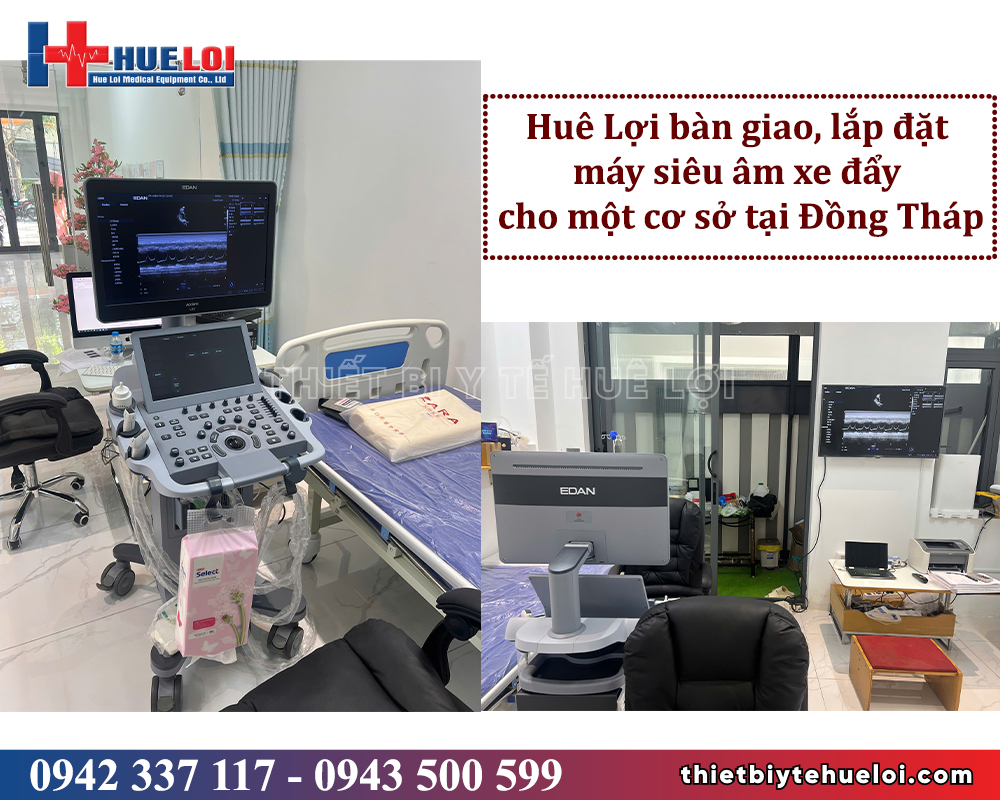 huê lợi bàn giao máy siêu âm xe đẩy cho phòng khám đồng tháp