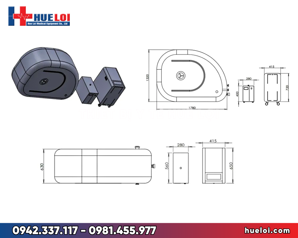 Buồng oxy tăng áp kiểu ngồi dạng chữ C