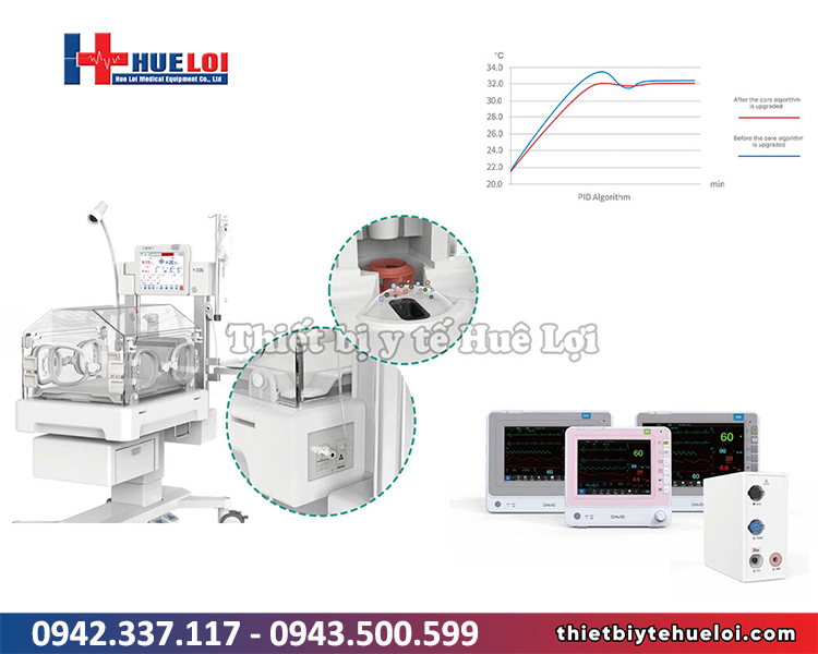 máy ủ ấm trẻ sơ sinh kèm theo dõi sức khỏe