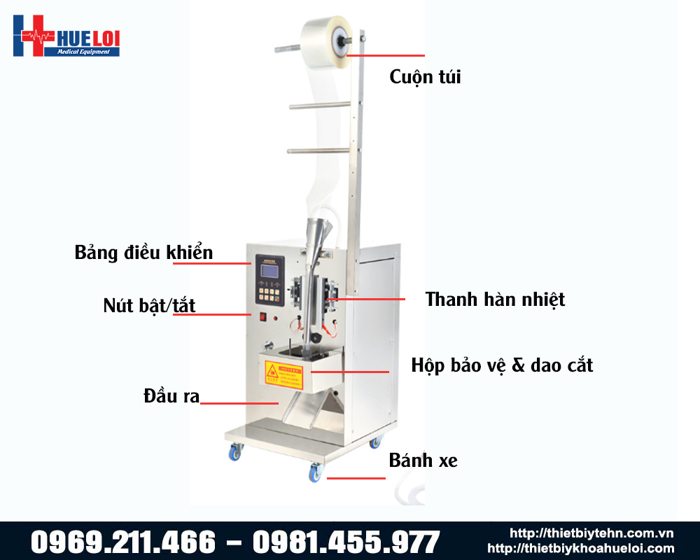 chi tiết máy đóng túi chất lỏng mini