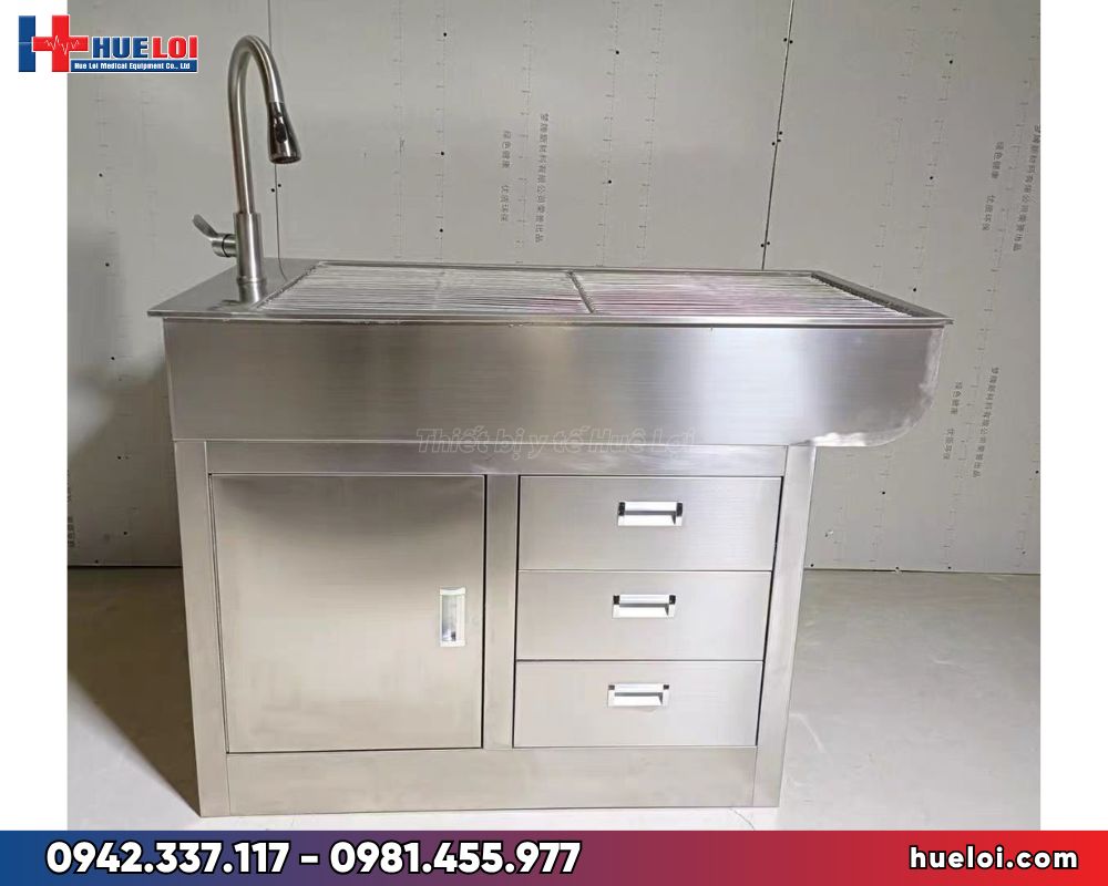 Bàn khám thú y inox 304 đa chức năng- mặt trước