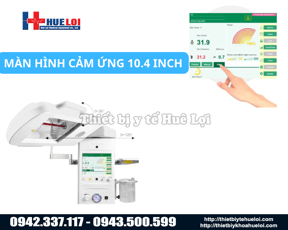 màn hình cảm ứng của máy sưởi ấm trẻ sơ sinh