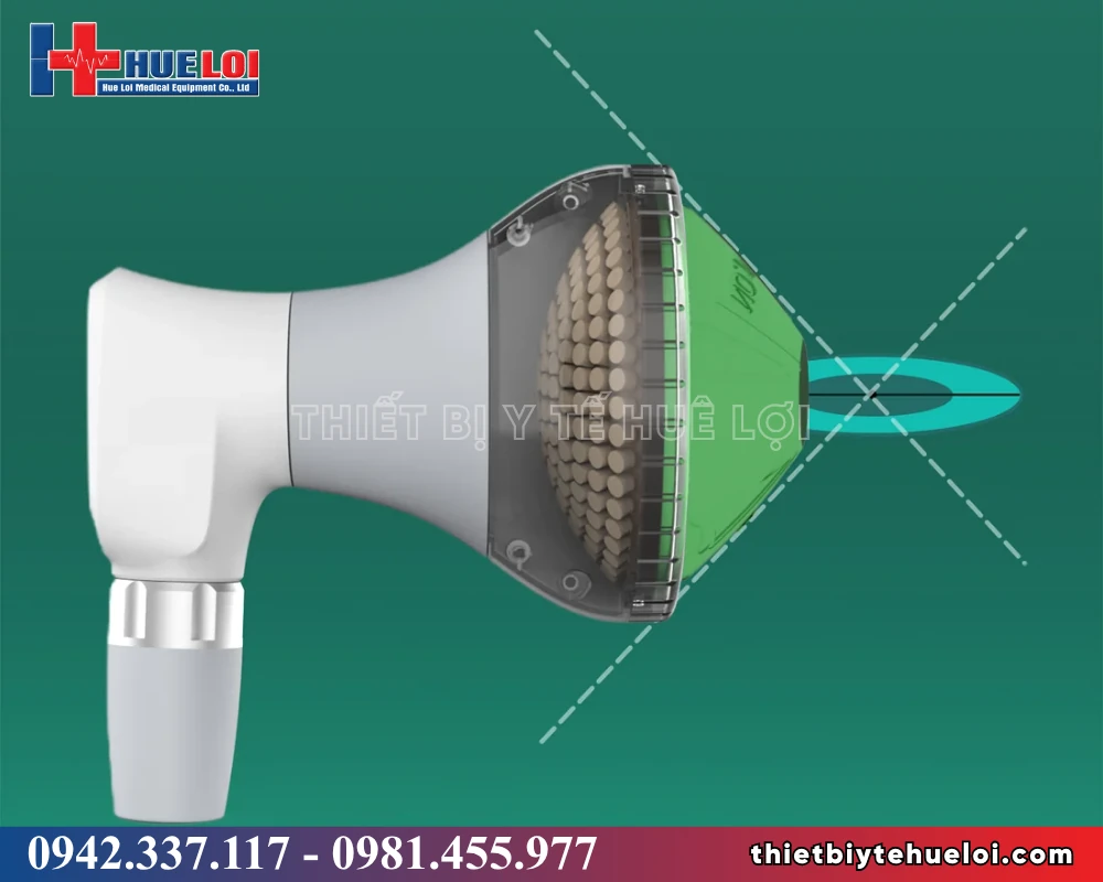 Máy sóng xung kích hội tụ áp điện Piezonia PZO-G1 - cấu tạo mảng tinh thể áp điện hội tụ