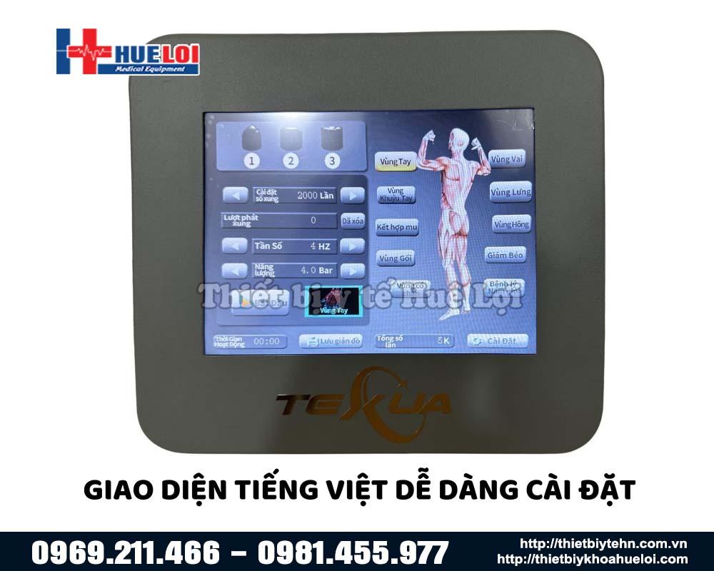 giao diện cài đặt máy xung kích