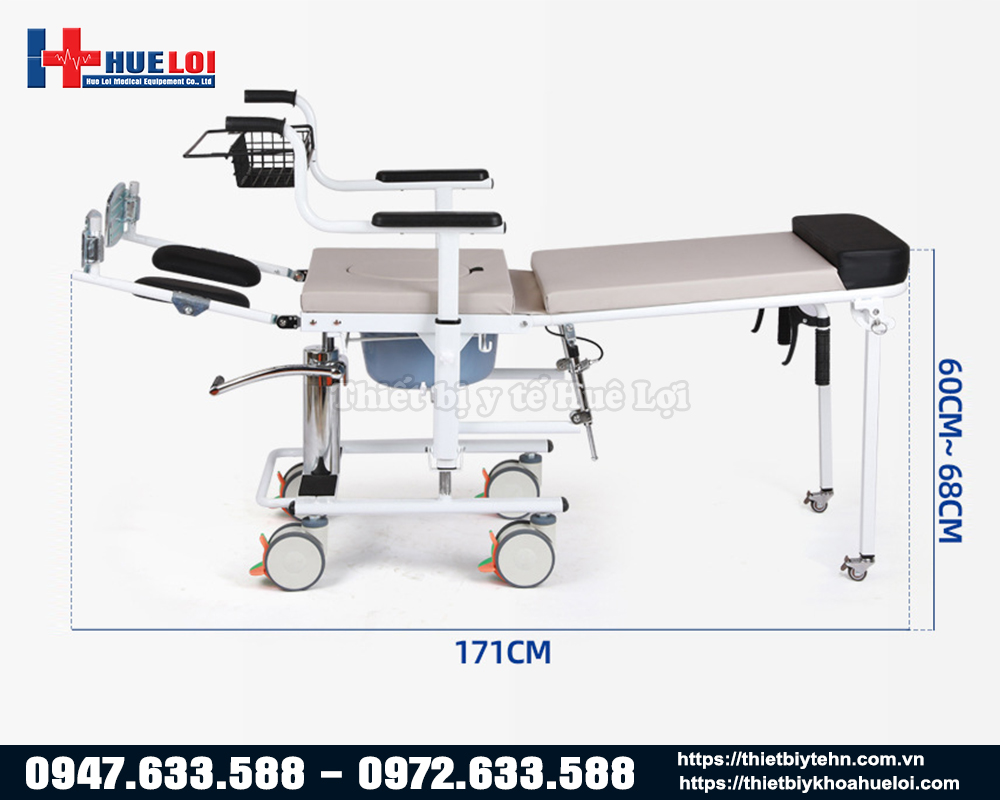 kích thước xe lăn ngả nằm
